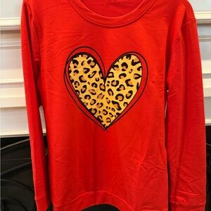 Red Heart Leopard Print Shirt